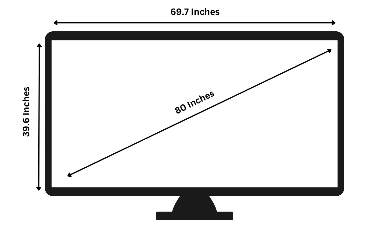how wide an 80 inch tv is
